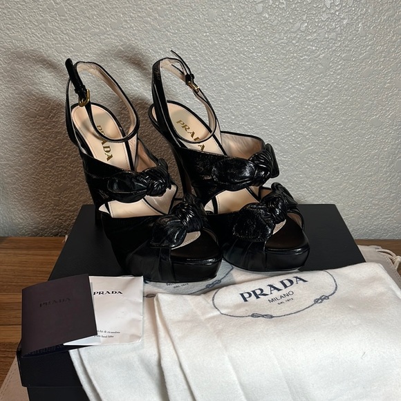 SOLDβ¨Pradaβ¨ NEW Calzature Donna Vit. Shine Lambskin Leather Heels EU Size 38.5 - Picture 14 of 17